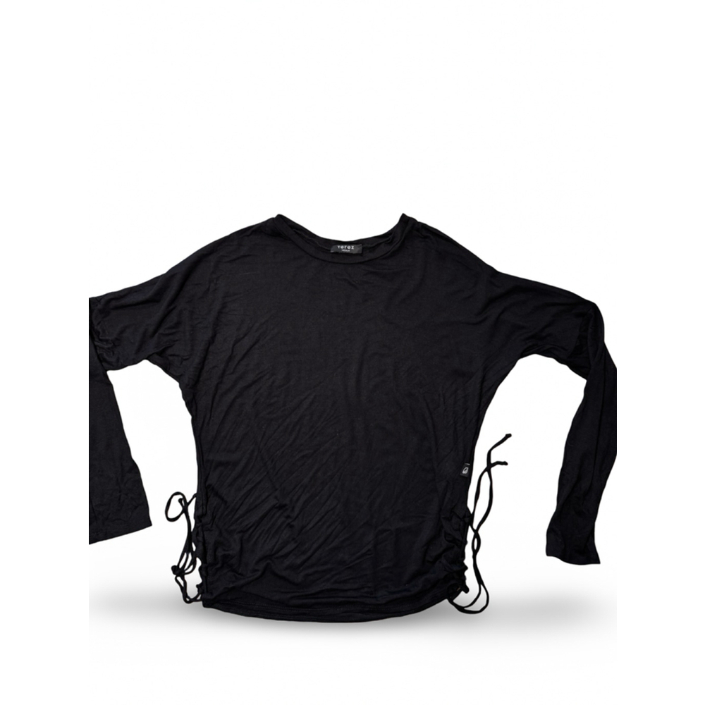 Terez Girls‎ Medium Black Side-Ruched Long Sleeve Top - Stylish Activewear
